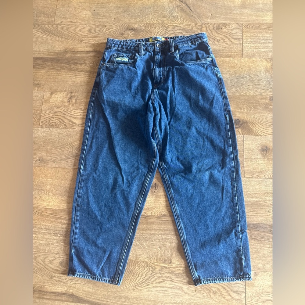 Empyre Jeans Mens 30x27 Blue Relax Baggy Straight Denim Skater Medium Wash